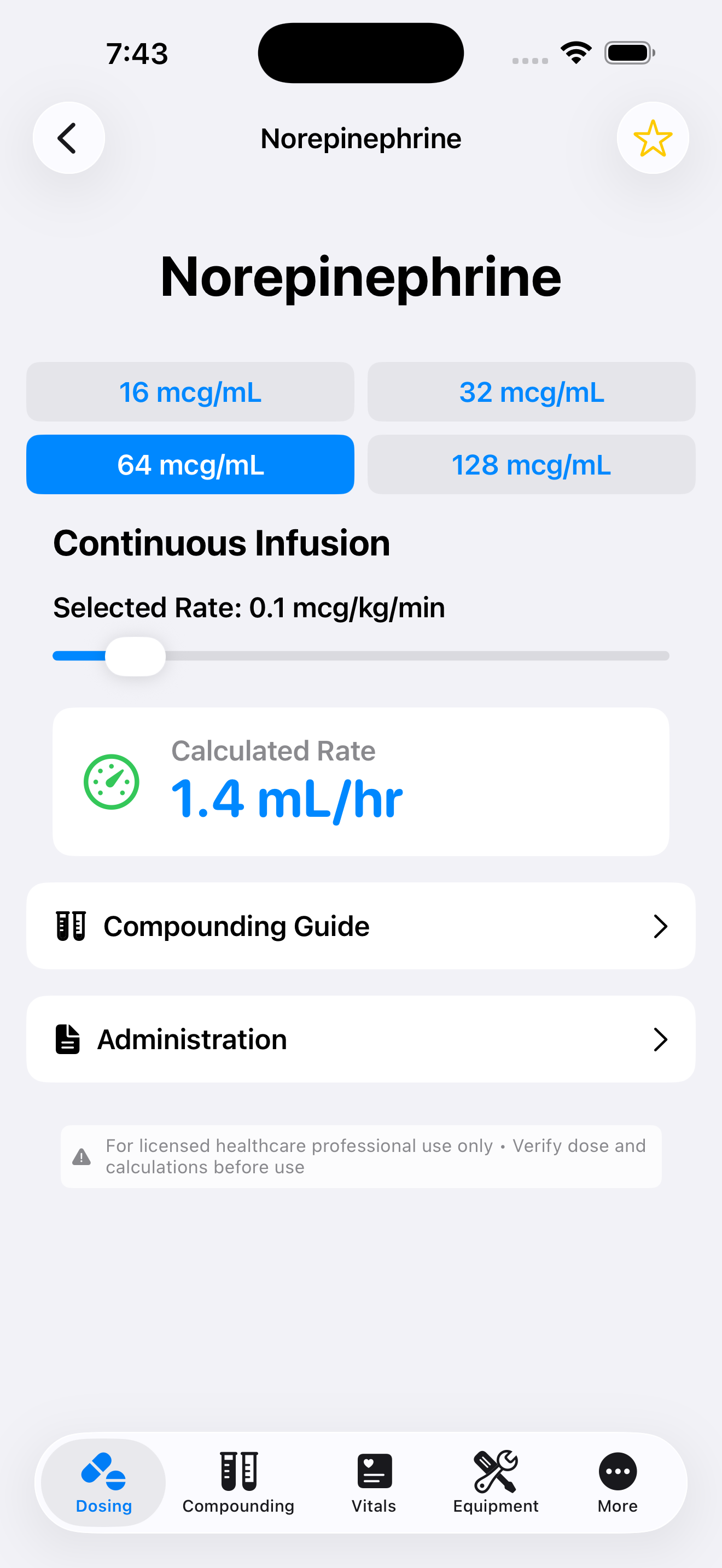 Norepinephrine infusion screen